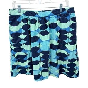 Boden Navy Geometric Circle A Line Textured Corduroy Lined Skirt Size 10 Long